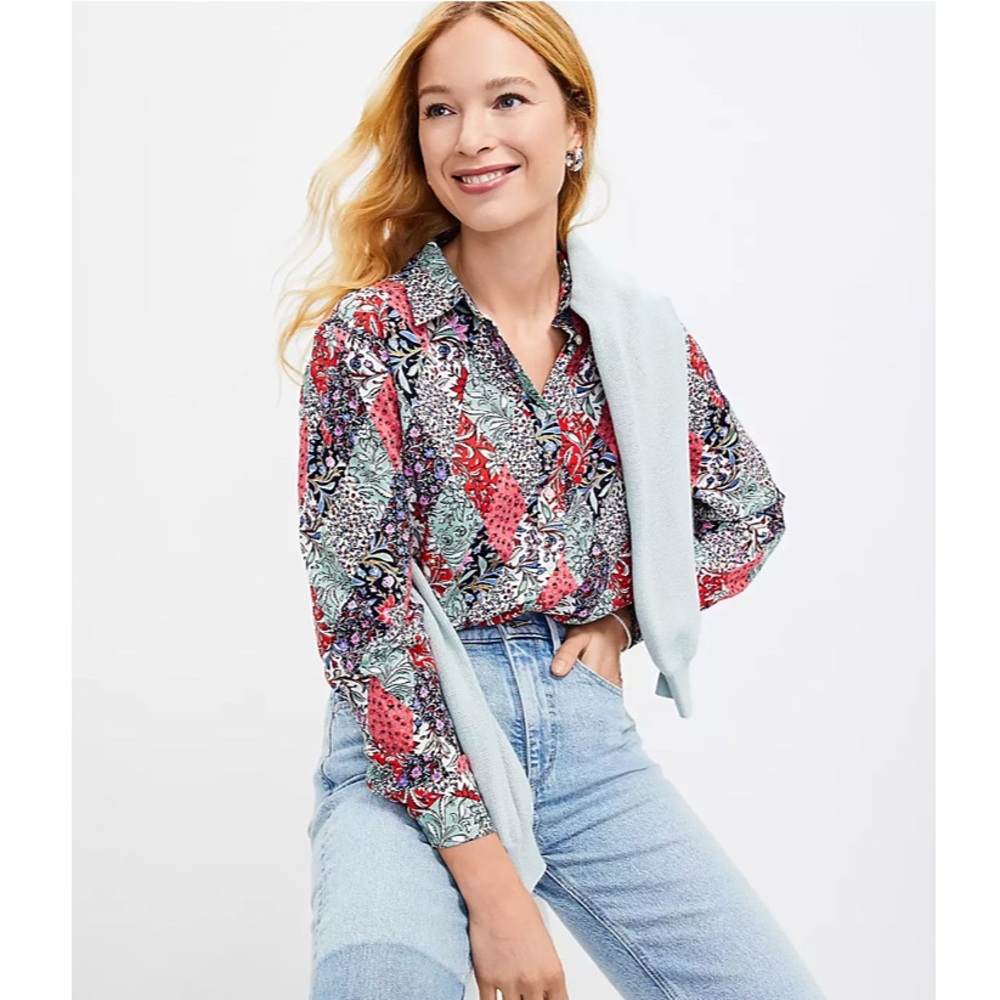 Loft Patchwork Print Bloom Everyday Shirt